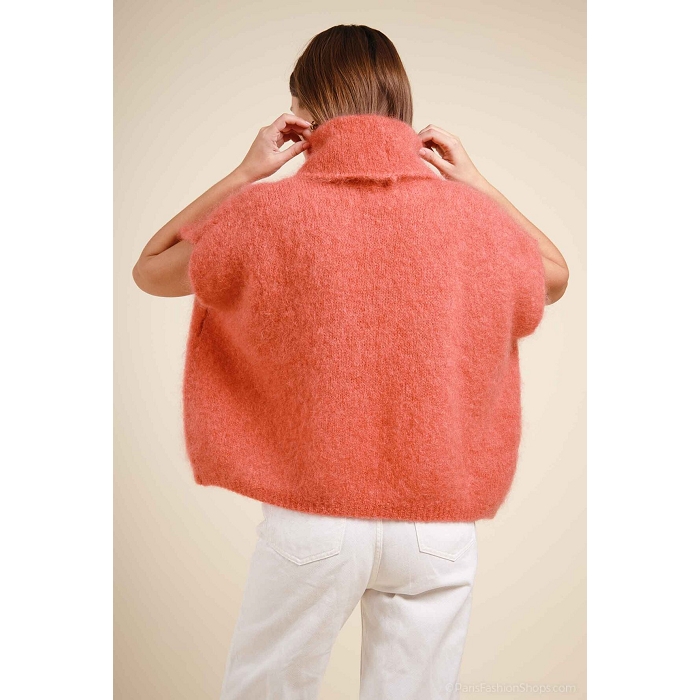 Scarpy creation pull col roule sans manche kid mohair rose4868208_4