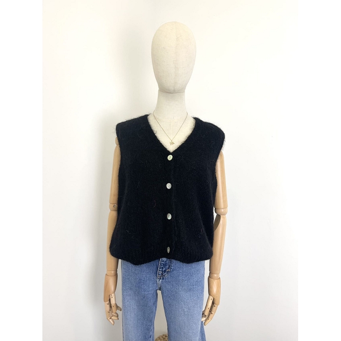 Scarpy creation my gillet sans manche  mohair yl noir4868401_2