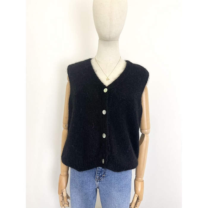 Scarpy creation my gillet sans manche  mohair yl noir4868401_4