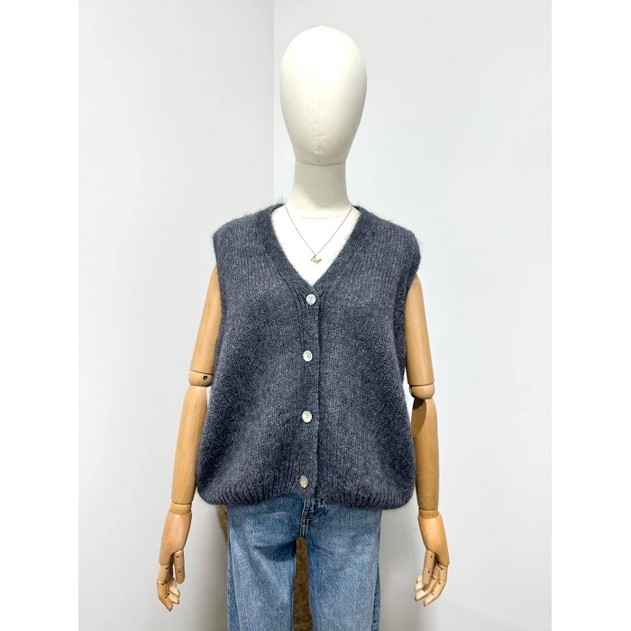 Scarpy creation my gillet sans manche  mohair yl gris4868402_5