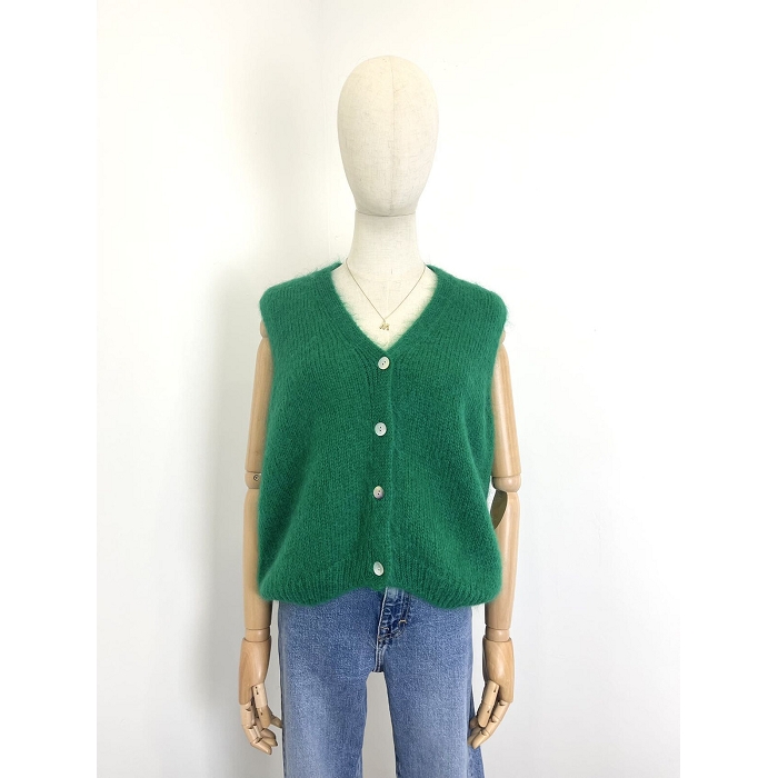 Scarpy creation my gillet sans manche  mohair yl vert4868403_3