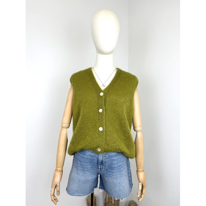 Scarpy creation my gillet sans manche  mohair yl vert4868405_2