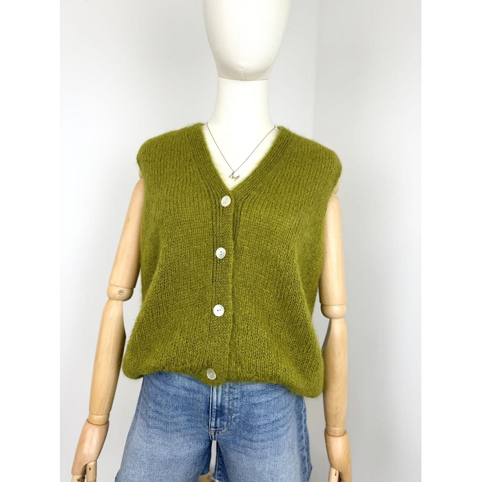 Scarpy creation my gillet sans manche  mohair yl vert4868405_5