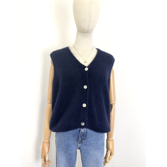 Scarpy creation my gillet sans manche  mohair yl bleu4868406_4