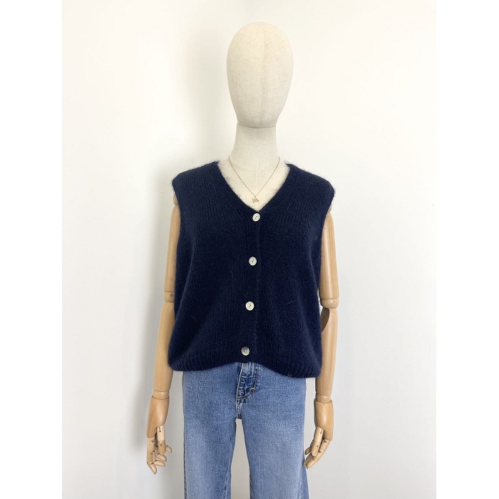 Scarpy creation my gillet sans manche  mohair yl bleu4868406_5