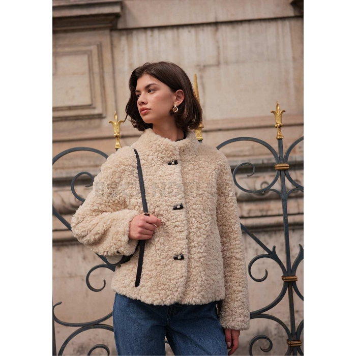 Scarpy creation my veste courte fausse fourrure yl beige