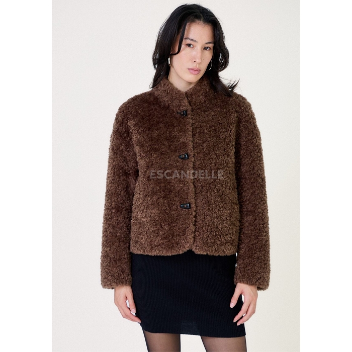 Scarpy creation my veste courte fausse fourrure yl marron