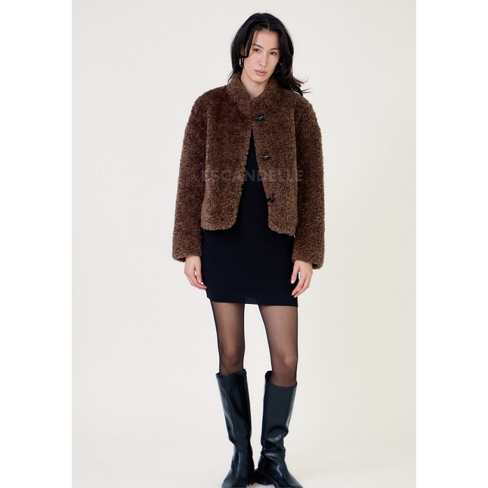 Scarpy creation my veste courte fausse fourrure yl marron4868802_2