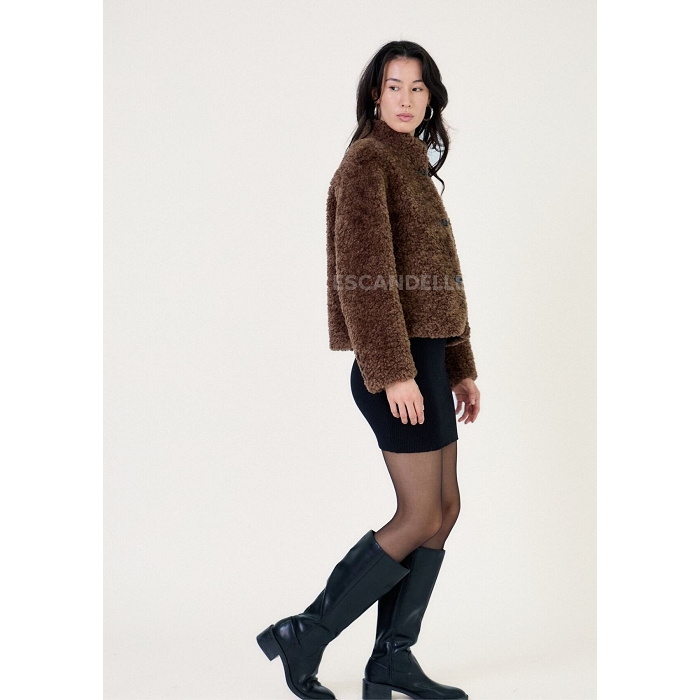 Scarpy creation my veste courte fausse fourrure yl marron4868802_3