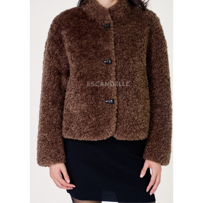 Scarpy creation my veste courte fausse fourrure yl marron4868802_5