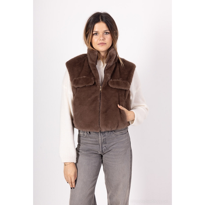 Scarpy creation my gilet fourrure yl marron