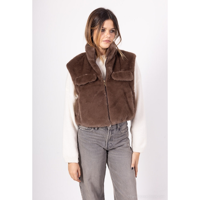 Scarpy creation my gilet fourrure yl marron4870002_5