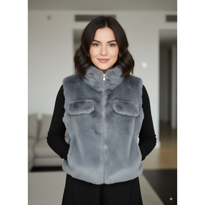 Scarpy creation my gilet fourrure yl gris4870007_2