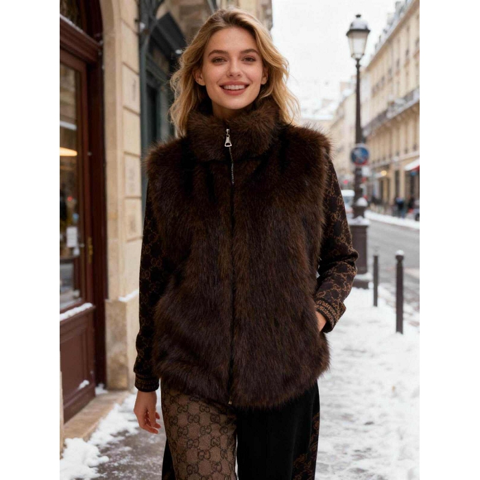 Scarpy creation my gilet fourrure minerale yl marron4870801_5
