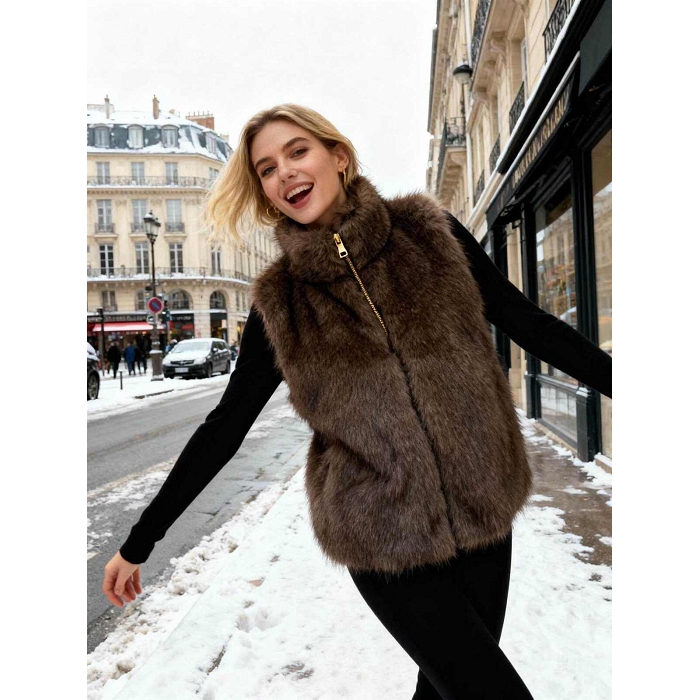 Scarpy creation my gilet fourrure minerale yl marron