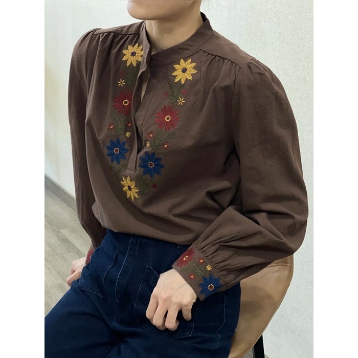 Scarpy creation my chemisier blouse fleuri yl marron