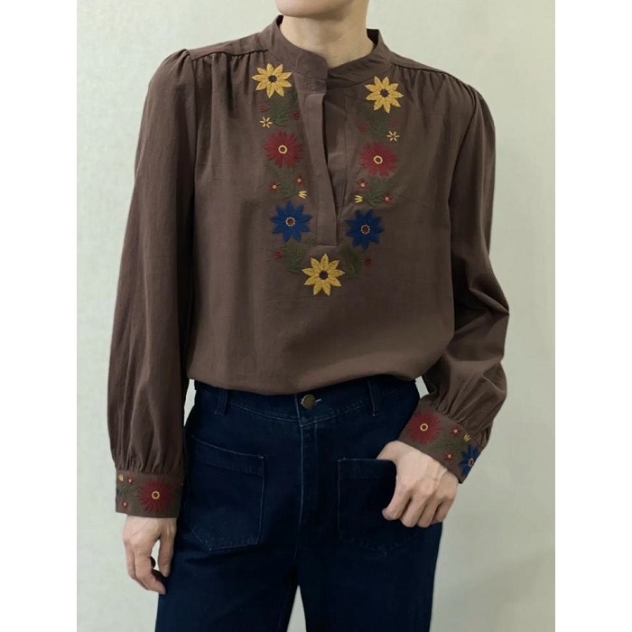 Scarpy creation my chemisier blouse fleuri yl marron4872002_4