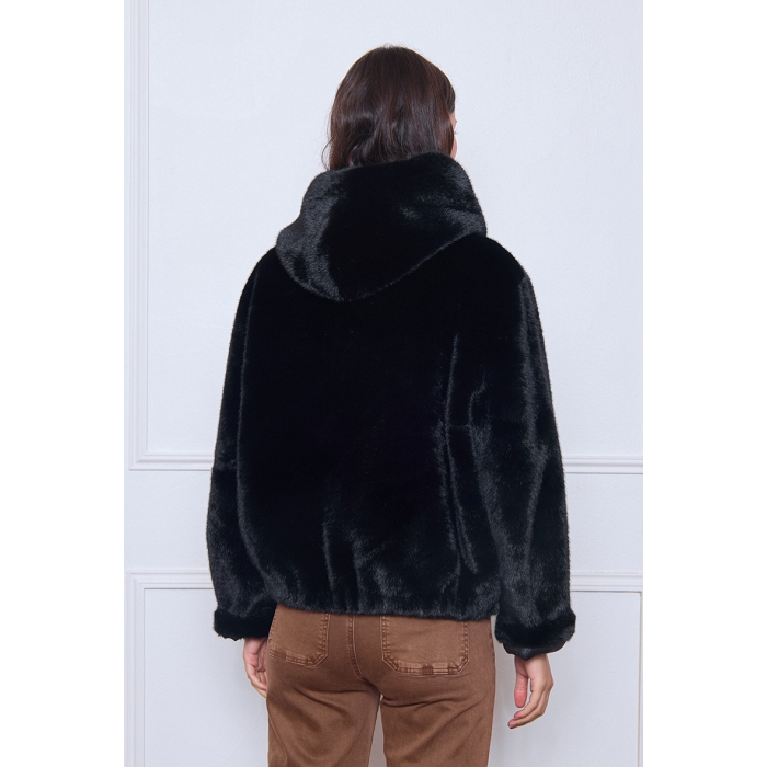 Scarpy creation doudoune a capuche fausse fourure noir4872801_4