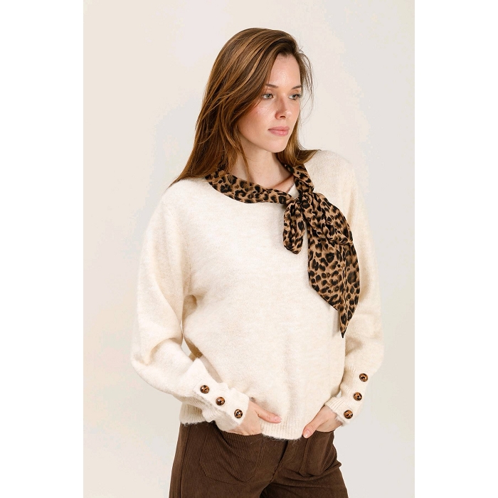 Scarpy creation pull foulard trois boutons beige4873501_6