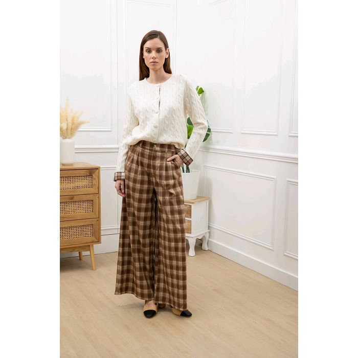 Scarpy creation pantalon carreau marron4874201_6