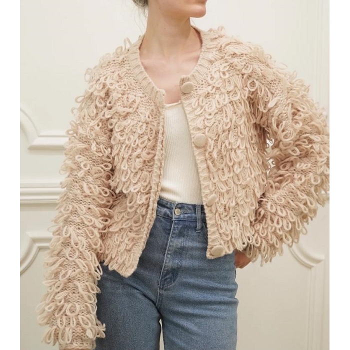 Scarpy creation my gilet froufrou en polya yl beige