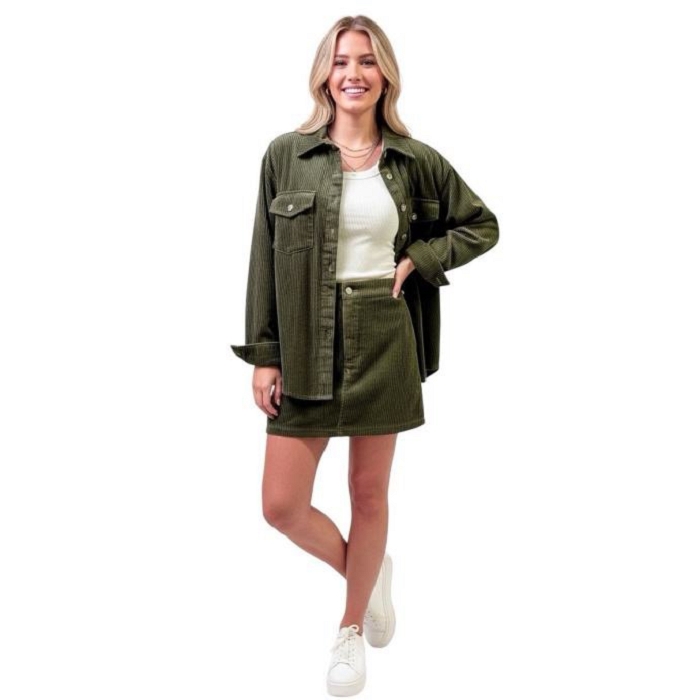 Scarpy creation veste cote de velour vert