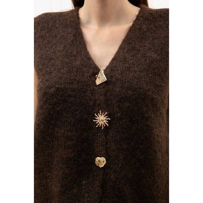 Scarpy creation my gilet bouton dores yl marron4881601_5