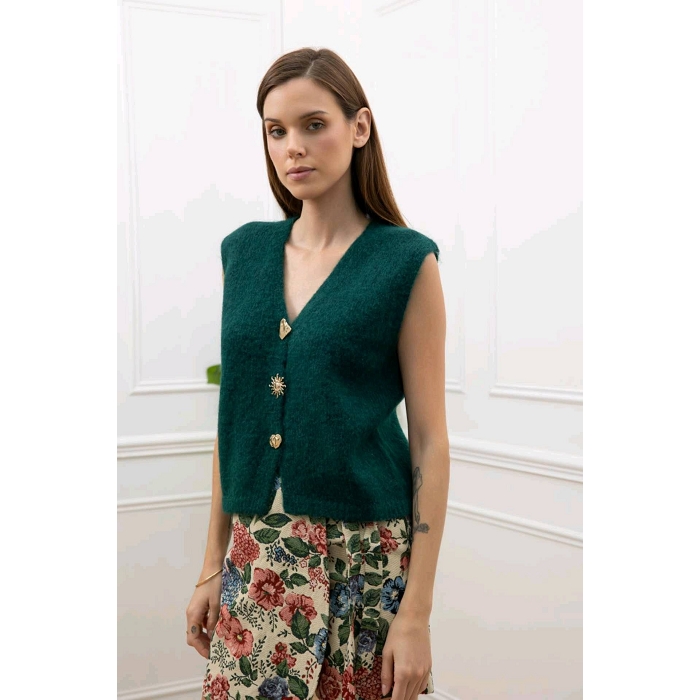 Scarpy creation my gilet bouton dores yl vert