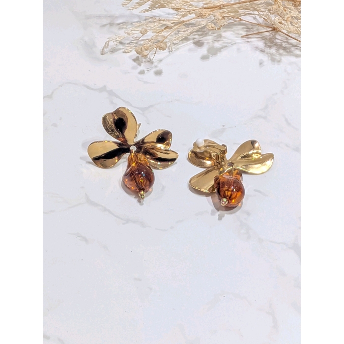 Scarpy creation boucle oreilles fleurs ambre or4885301_5
