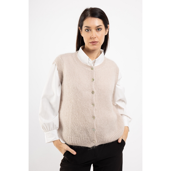 Scarpy creation my gilet col rond yl beige4906401_6