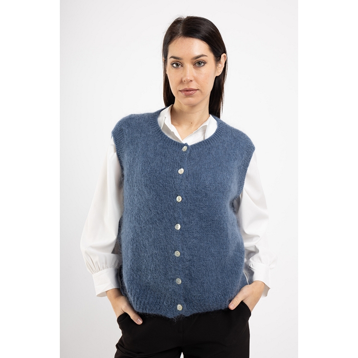 Scarpy creation my gilet col rond yl bleu