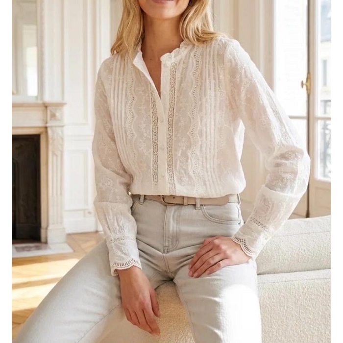 Scarpy creation chemise brodee blanc