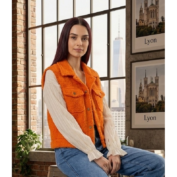 Scarpy creation gilet bouclette orange
