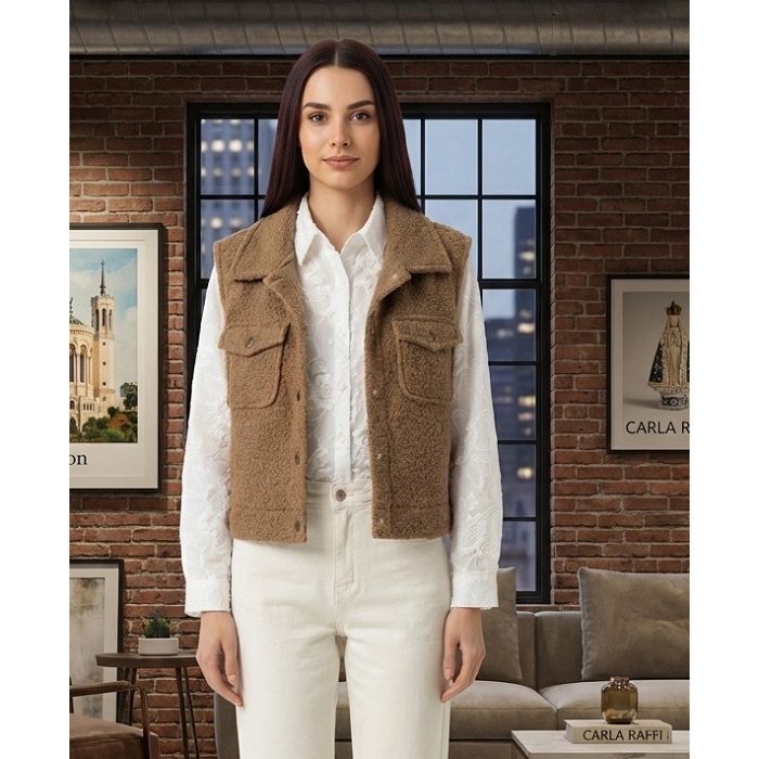 Scarpy creation gilet bouclette marron4913002_3