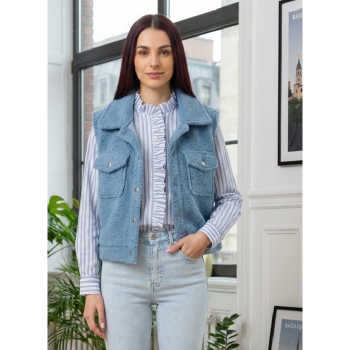 Scarpy creation gilet bouclette bleu4913003_4