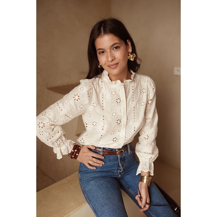 Scarpy creation chemise broderie beige