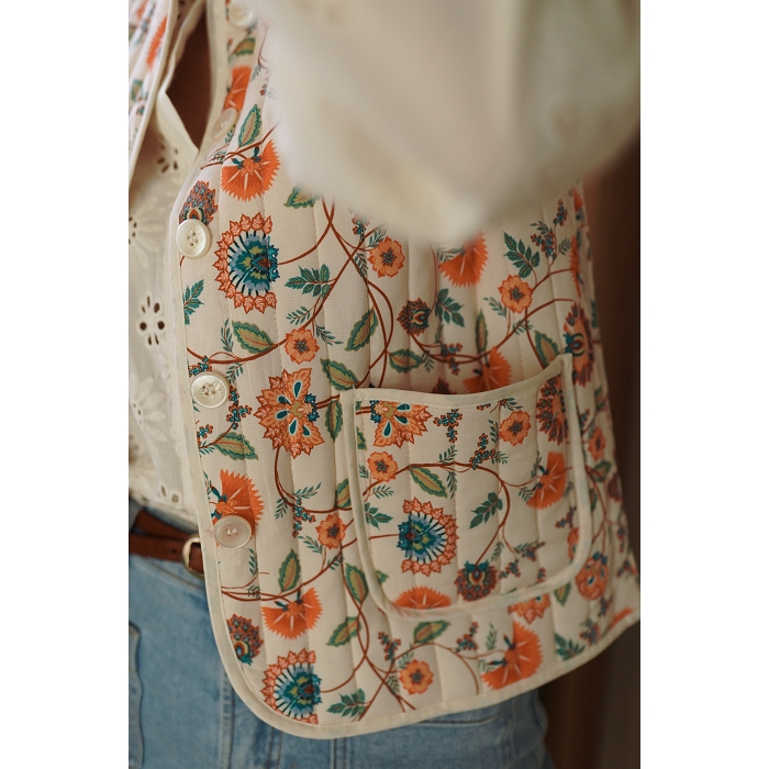 Scarpy creation gilet fleuri beige4914201_4