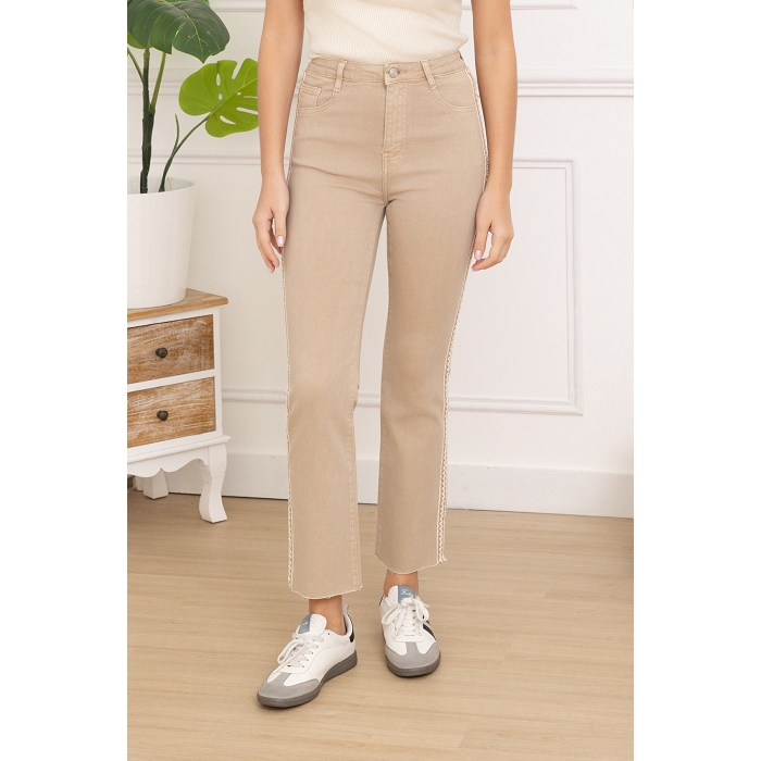 Scarpy creation my jeans flare avec bande yl beige