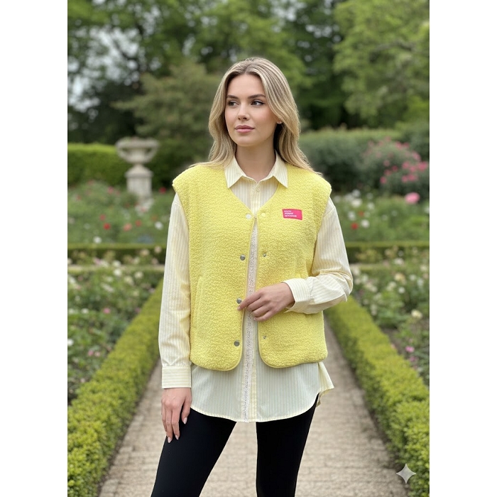 Scarpy creation gilet bouclette jaune4915504_3