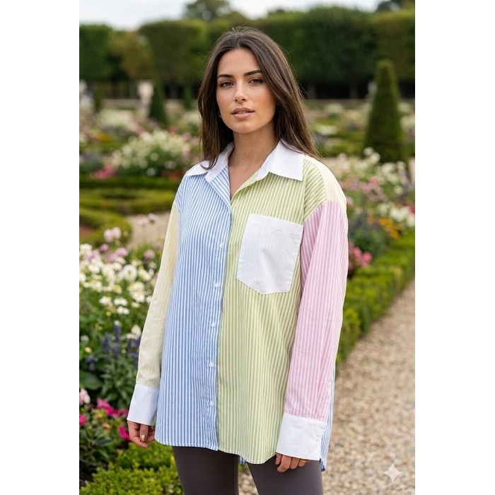 Scarpy creation chemise rayee over size vert