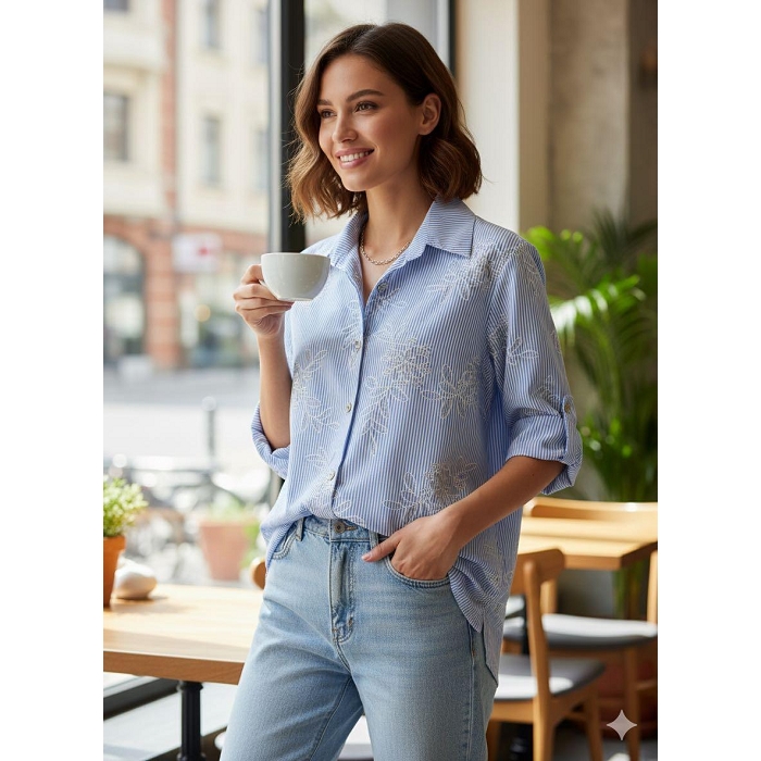 Scarpy creation my chemise brodee yl bleu