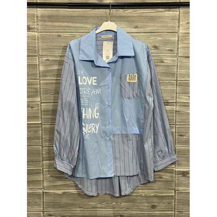 Scarpy creation my chemise rayure inscription yl bleu4930301_4