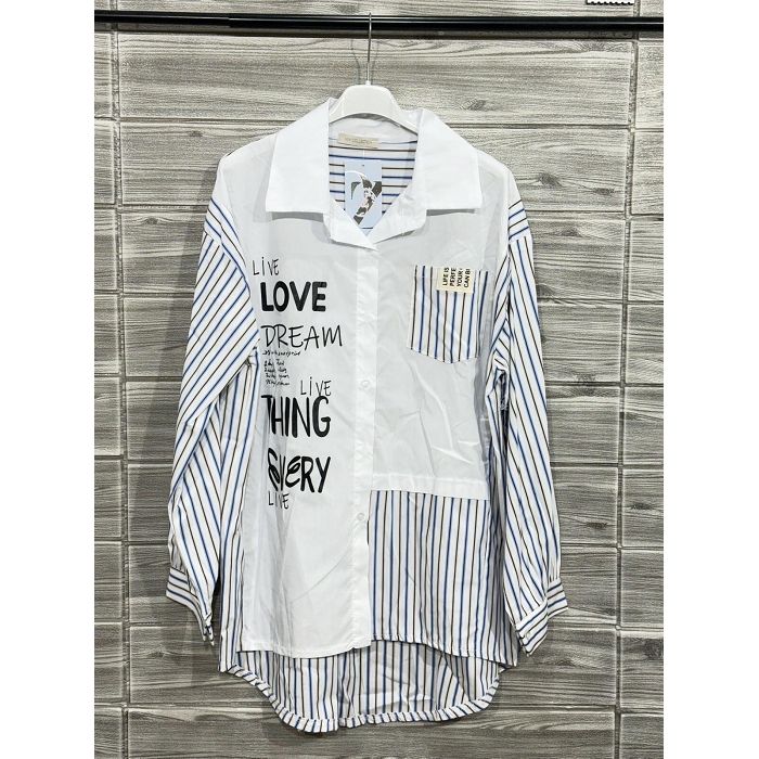 Scarpy creation my chemise rayure inscription yl blanc4930302_5