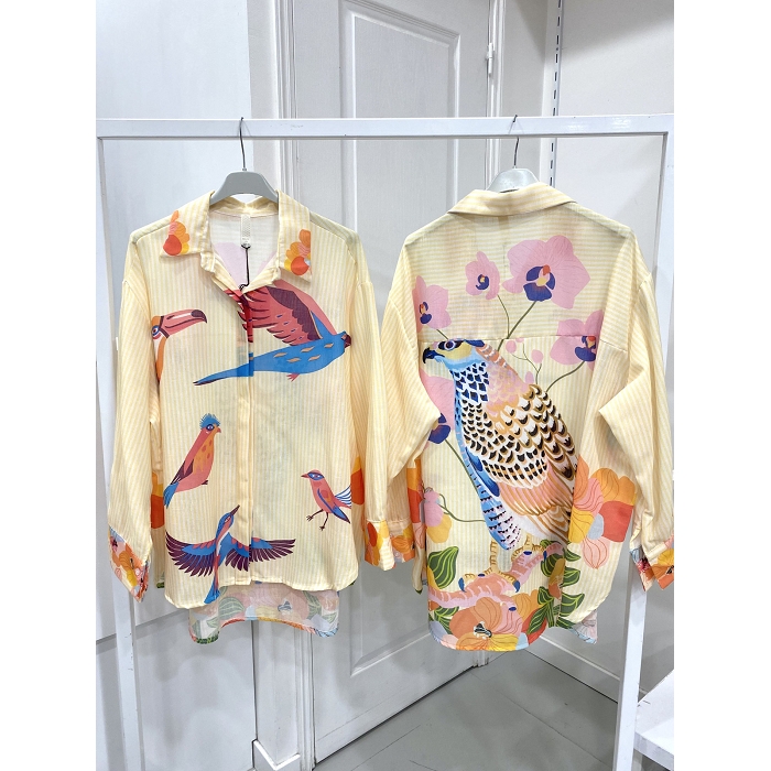 Scarpy creation chemise imprimee jaune
