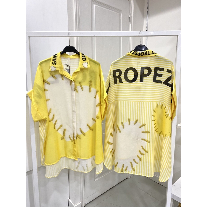 Scarpy creation chemise imprimee jaune