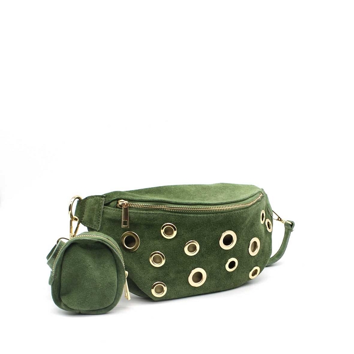 Scarpy creation banane cuir daim oeillets vert4933903_3