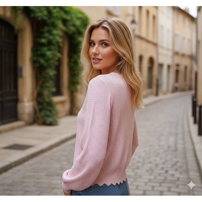 Scarpy creation pull maille ajouree rose4934901_5