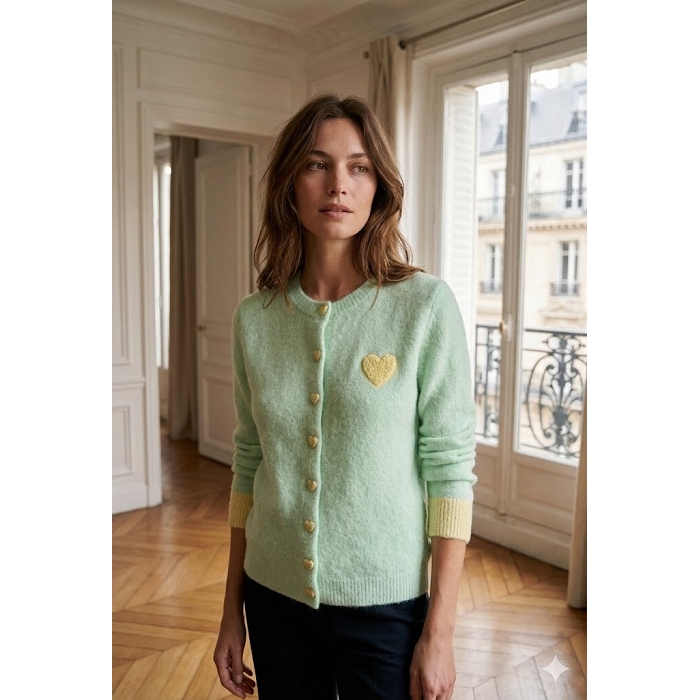 Scarpy creation my cardigan doux yl vert