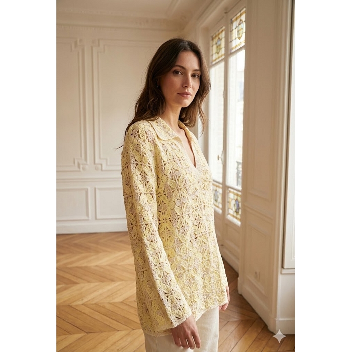 Scarpy creation chemisier brode jaune4935401_2