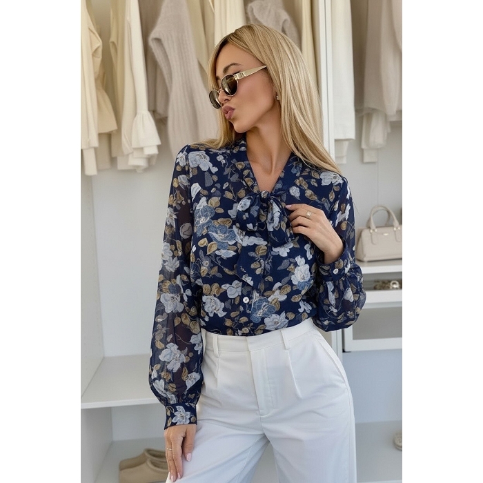 Scarpy creation chemise col lavalliere bleu4936101_2